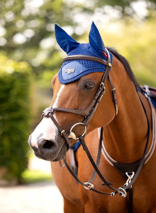 LeMieux Loire Ear Bonnet with Soft Lycra Ears - Close Knit Crochet - Comfortable Fit Equestrian Mask - Sport Horse Wear Fly Protection - Benetton Blue - X-Large - Image 3