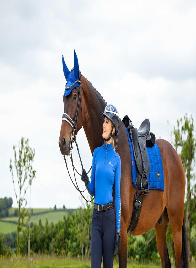 LeMieux Loire Ear Bonnet with Soft Lycra Ears - Close Knit Crochet - Comfortable Fit Equestrian Mask - Sport Horse Wear Fly Protection - Benetton Blue - X-Large - Image 4