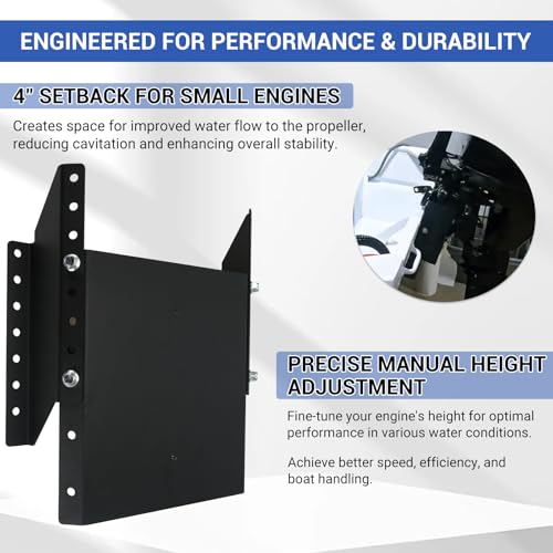 FQRANBO 4" Adjustable Jack Plate Manual Transom Set Back Jack Plate for Outboard Boat Motor, 225 Maximum Horsepower - Image 5