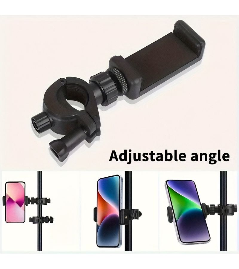 A 360 Degree Rotating Phone Holder For Live Streaming Video Recording Reading And Cycling Navigation Compatible With 10 31Mm Round Rods Black - Image 4