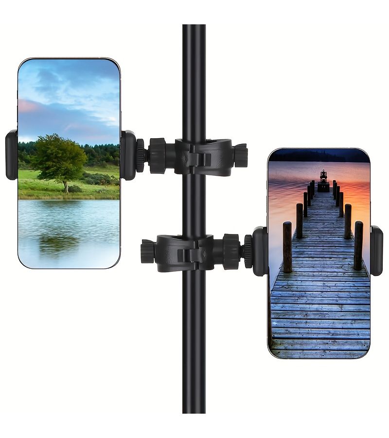 A 360 Degree Rotating Phone Holder For Live Streaming Video Recording Reading And Cycling Navigation Compatible With 10 31Mm Round Rods Black - Image 2