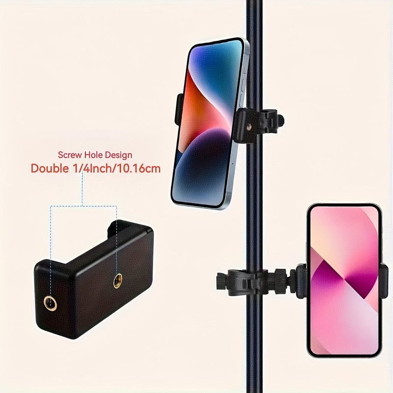 A 360 Degree Rotating Phone Holder For Live Streaming Video Recording Reading And Cycling Navigation Compatible With 10 31Mm Round Rods Black - Image 1