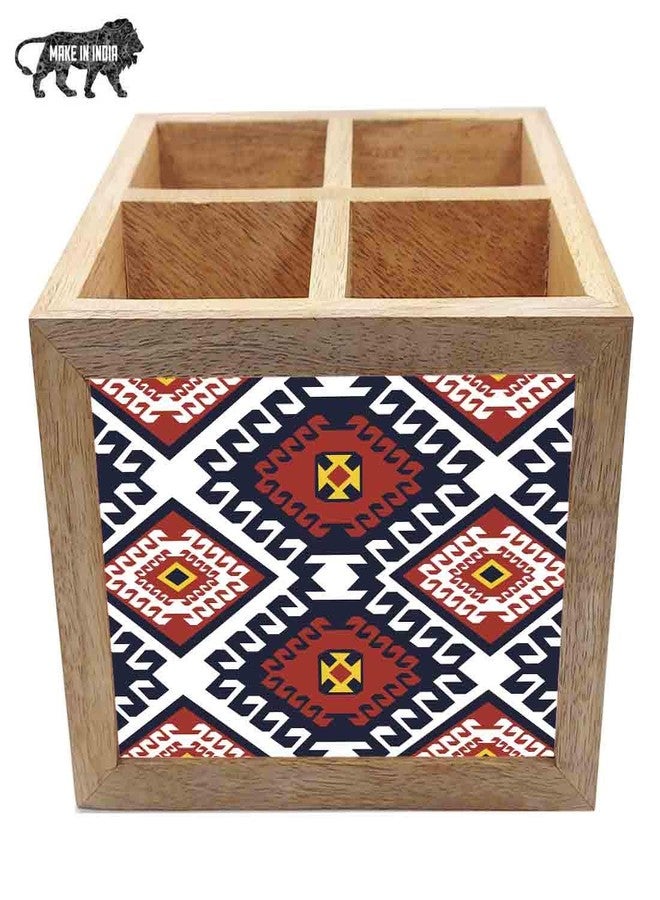 Nutcase Wooden Cutlery Stand Holder Silverware Caddy Spoons Forks Knives Organizer for Dining Table & Kitchen -Made in India-Spoons NOT Included - Diamond Pattern - Image 5