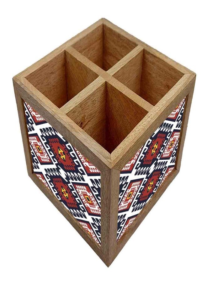 Nutcase Wooden Cutlery Stand Holder Silverware Caddy Spoons Forks Knives Organizer for Dining Table & Kitchen -Made in India-Spoons NOT Included - Diamond Pattern - Image 2