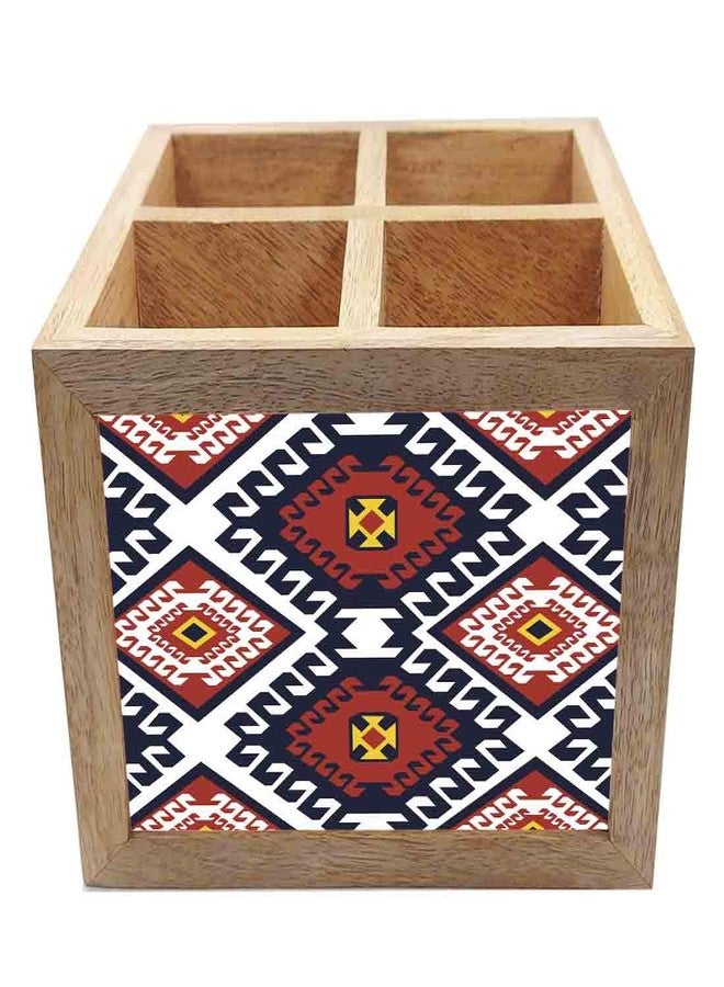 Nutcase Wooden Cutlery Stand Holder Silverware Caddy Spoons Forks Knives Organizer for Dining Table & Kitchen -Made in India-Spoons NOT Included - Diamond Pattern - Image 3