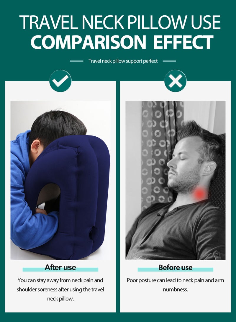 URbazaar Inflatable Travel Air Pillow for Sleeping to Avoid Neck and Shoulder Pain, Comfortably Support Head and Lumbar, Used for Airplane, Car, Bus and Office (Blue) - Image 4