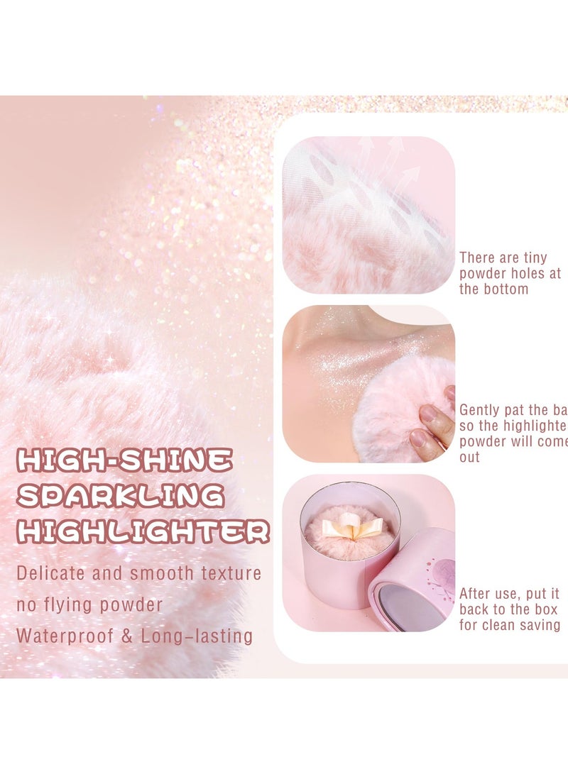 SYOSI Peach Ball Puff, Highlighter Makeup Powder, Puff Glitter Shimmer, Sparkle Loose Patting Powder for Body Face Hair Multi-Use, Gloss Shine Bright, Makeup Glossy Diamond Glow, Oil Control loose - Image 5