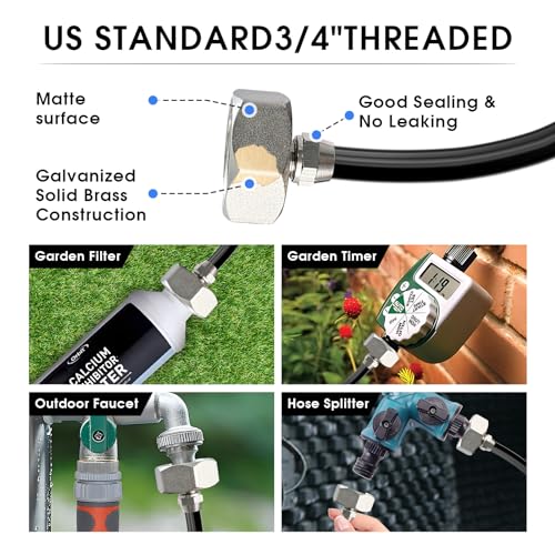 Cureder Misting Cooling System 59FT (18M) Misting Line + 26 Brass Mist Nozzles + 28 Brass Adapter(3/4") Outdoor Mister for Patio Garden Greenhouse Trampoline for Waterpark - Image 2