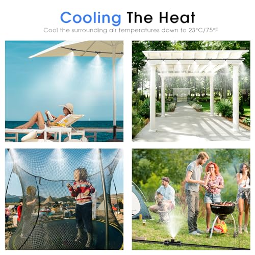 Cureder Misting Cooling System 59FT (18M) Misting Line + 26 Brass Mist Nozzles + 28 Brass Adapter(3/4") Outdoor Mister for Patio Garden Greenhouse Trampoline for Waterpark - Image 5