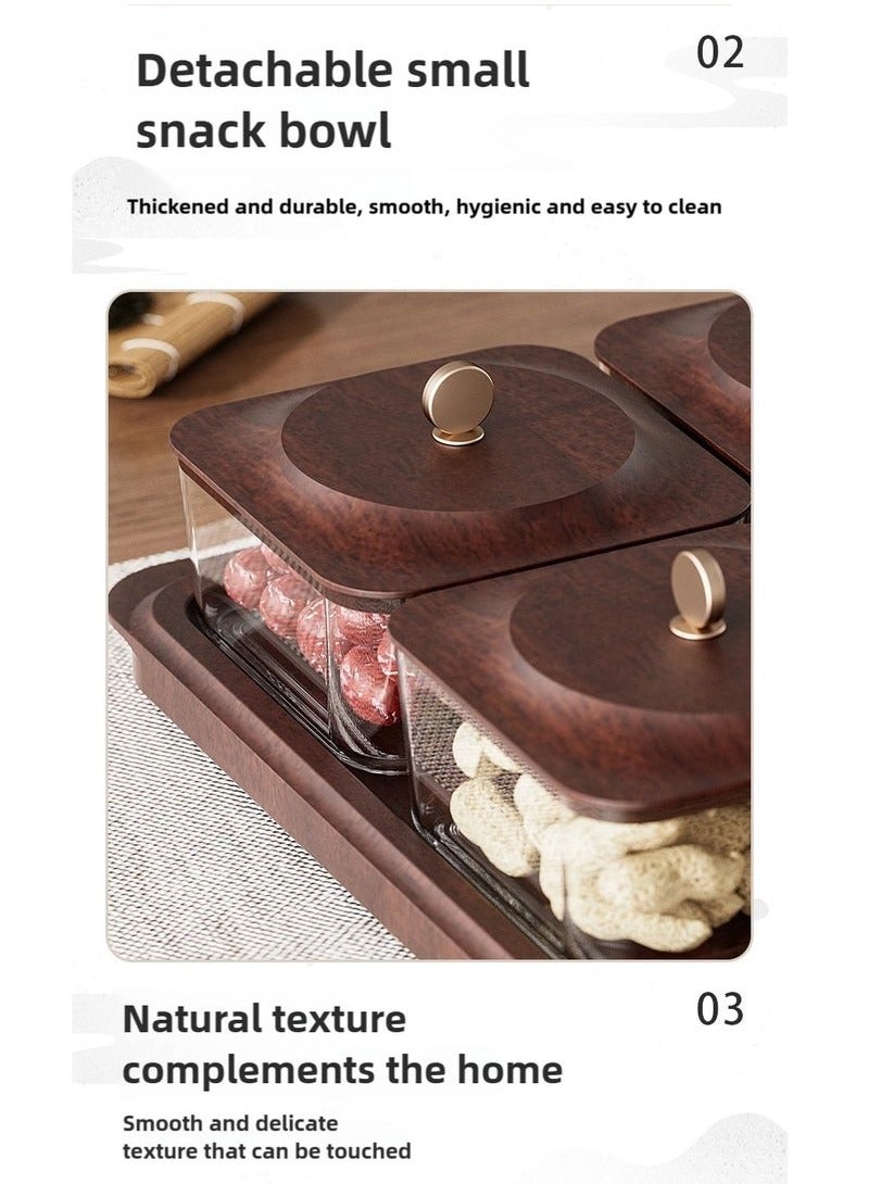 4 Pack Wood Grain Fruit Plate with Tray, Dried Fruit Nut Candy Plate Candy Nuts Cookies Chips - Image 5