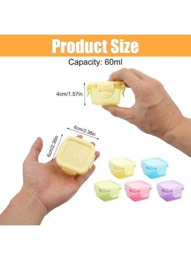 Happy Home 12 Pack 60ml Mini Food Storage Containers with Leakproof Locking Lid – Reusable Plastic Sauce & Salad Dressing Containers with Silicone Seal and 4 Snap Locks – Small Stackable Containers for Dips, Snacks, Jam, Spices, Lunch Box, Freezer & Kitchen Storage - Image 3