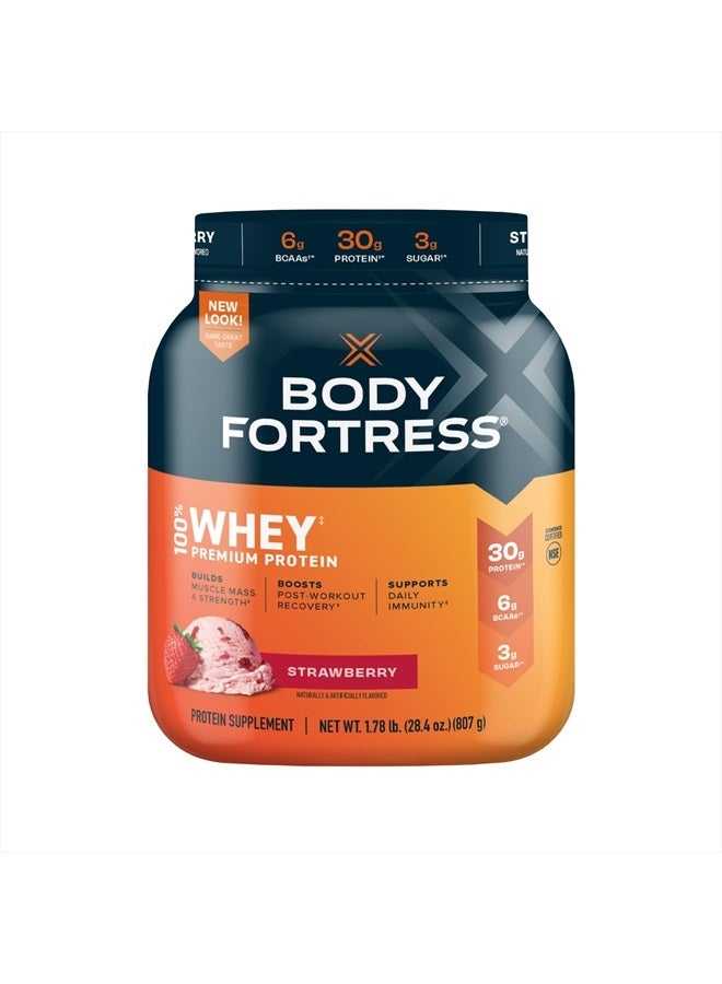 Body Fortress 100% Whey, Premium Protein Powder, Strawberry, 1.78lbs (Packaging May Vary)  - Image 1