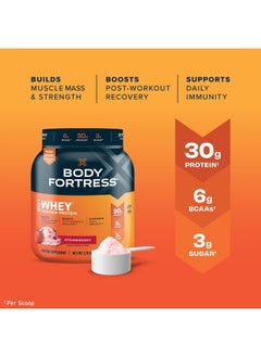 Body Fortress 100% Whey, Premium Protein Powder, Strawberry, 1.78lbs (Packaging May Vary)  - Image 3
