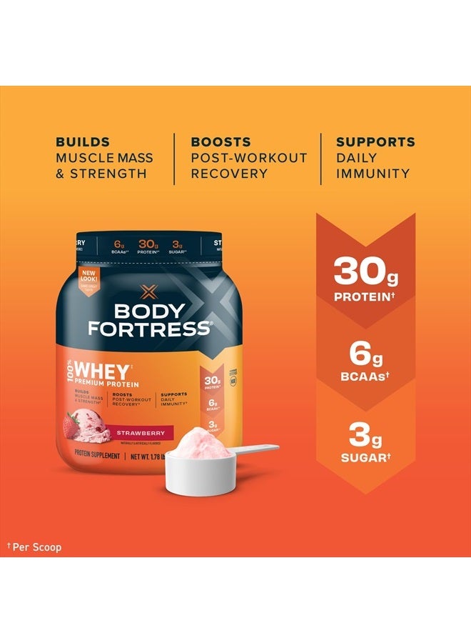 Body Fortress 100% Whey, Premium Protein Powder, Strawberry, 1.78lbs (Packaging May Vary)  - Image 3