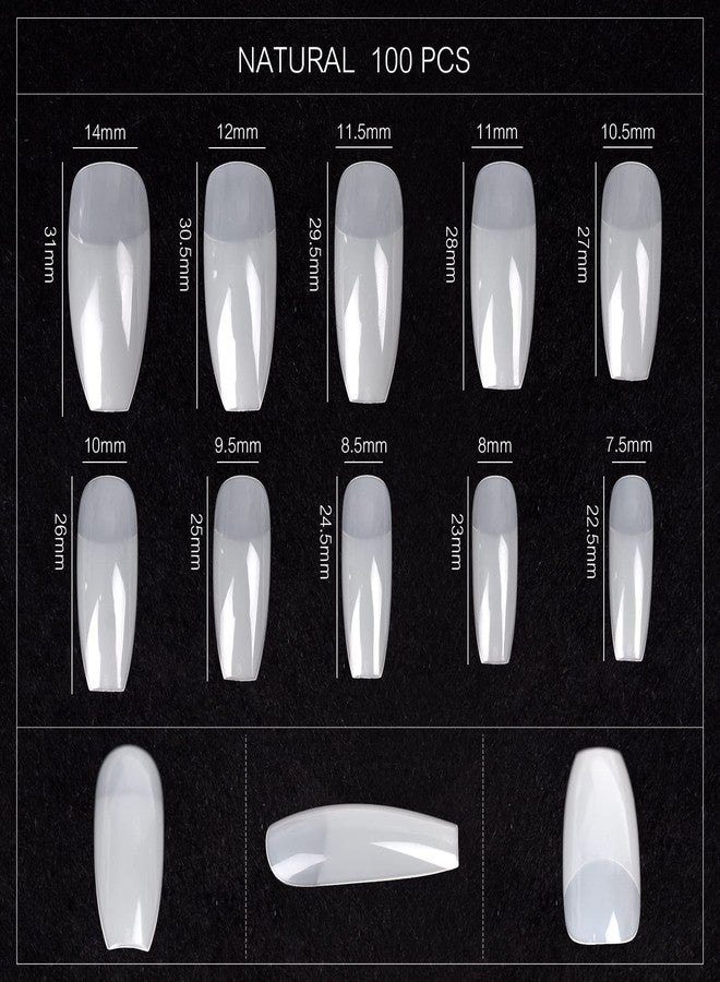 KADS 100Pcs 10 Sizes ABS False Nails Artificial Nails for Women Nature Fake Nails for DIY Manicure - Reusable Acrylic Nails Kit for Home & Salon (Half Cover Ballerina) - Image 4