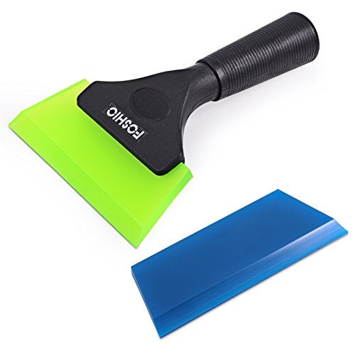 FOSHIO Squeegee Scraper Shower Mirror Glass Wiper Window Cleaner with 1 Extra Rubber Blade Non-Slip Handle for Auto Window Tint Tool Home - Image 1