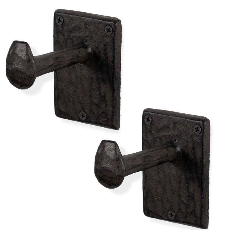 Rustic State Billow Wall Mount Cast Iron Hooks Coat Towel Bag Hat Hanger Multiuse Entryway Railroad Spike Rack Black Set of 2 - Image 1