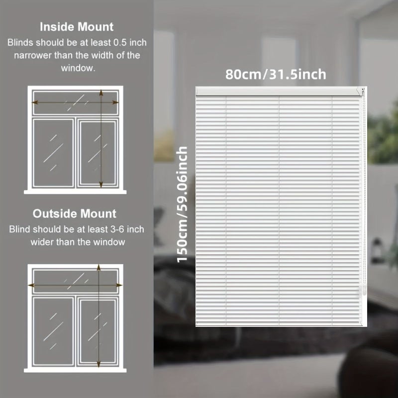 White Aluminum Light Blocking Horizontal Blinds Width 35.43 Inch Height 59.06 Inch Anti Ultraviolet High Quality Dimming Bathroom Temporary Installation Window Decoration Classic Ventilation Louver Curtains - Image 5