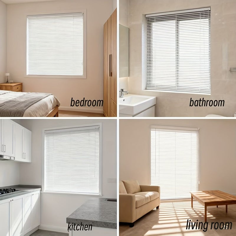 White Aluminum Light Blocking Horizontal Blinds Width 35.43 Inch Height 59.06 Inch Anti Ultraviolet High Quality Dimming Bathroom Temporary Installation Window Decoration Classic Ventilation Louver Curtains - Image 3