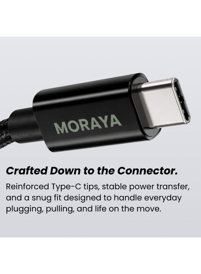 MORAYA USB-C to USB-C Cable 1M, 60W PD Fast Charging Type-C Cable, Durable Braided Charger Cable for iPhone 15/16/17, MacBook, Samsung & USB-C Devices - Image 3