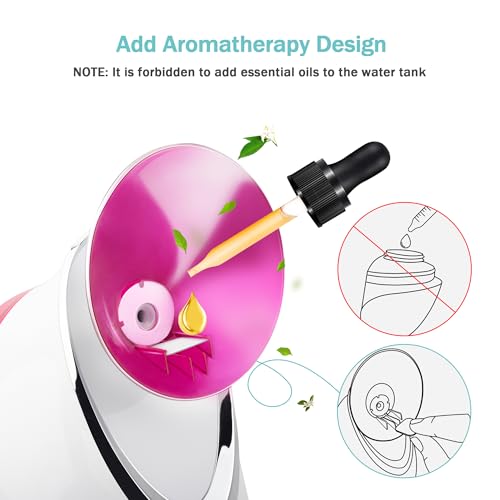 EZBASICS Facial Steamer Ionic Face Steamer for Home Facial, Warm Mist Humidifier Atomizer for Face Sauna Spa Sinuses Moisturizing, Unclogs Pores, 1 Pack + 5 Stainless Steel Skin Kit Pink - Image 2