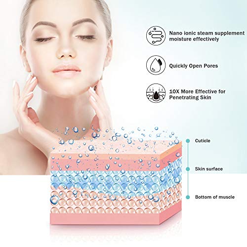 EZBASICS Facial Steamer Ionic Face Steamer for Home Facial, Warm Mist Humidifier Atomizer for Face Sauna Spa Sinuses Moisturizing, Unclogs Pores, 1 Pack + 5 Stainless Steel Skin Kit Pink - Image 3