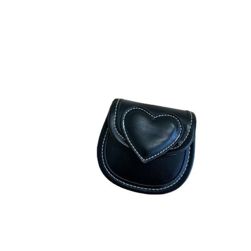 Cute 2024 Kids Fashion Chain Crossbody Heart Bag Pure black 