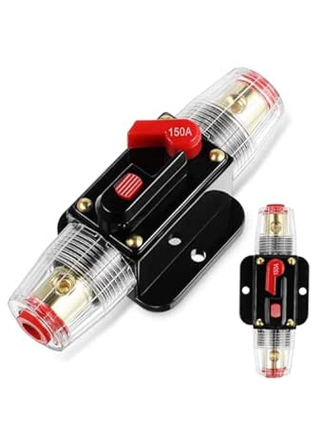 2 Pcs 150A Manual Reset Circuit Breaker Fuse Holder for Car Audio System Overload Protection - Image 1