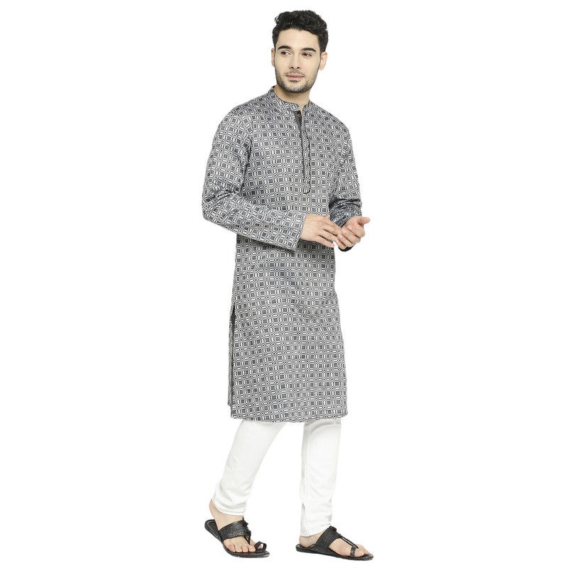 ARCHATTIRE Men’s Black Cotton Long Kurta for Men - Image 3