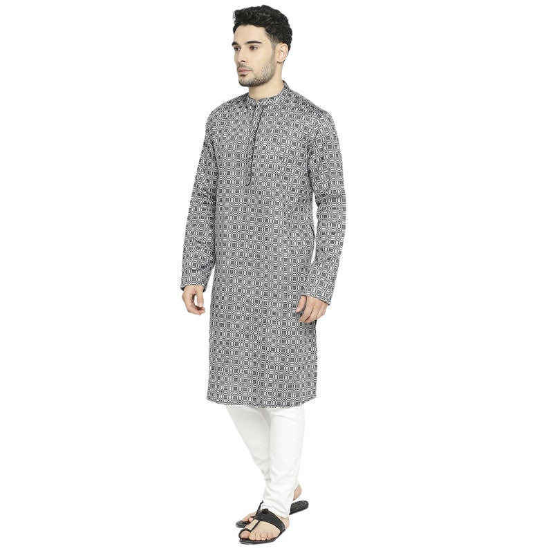 ARCHATTIRE Men’s Black Cotton Long Kurta for Men - Image 2