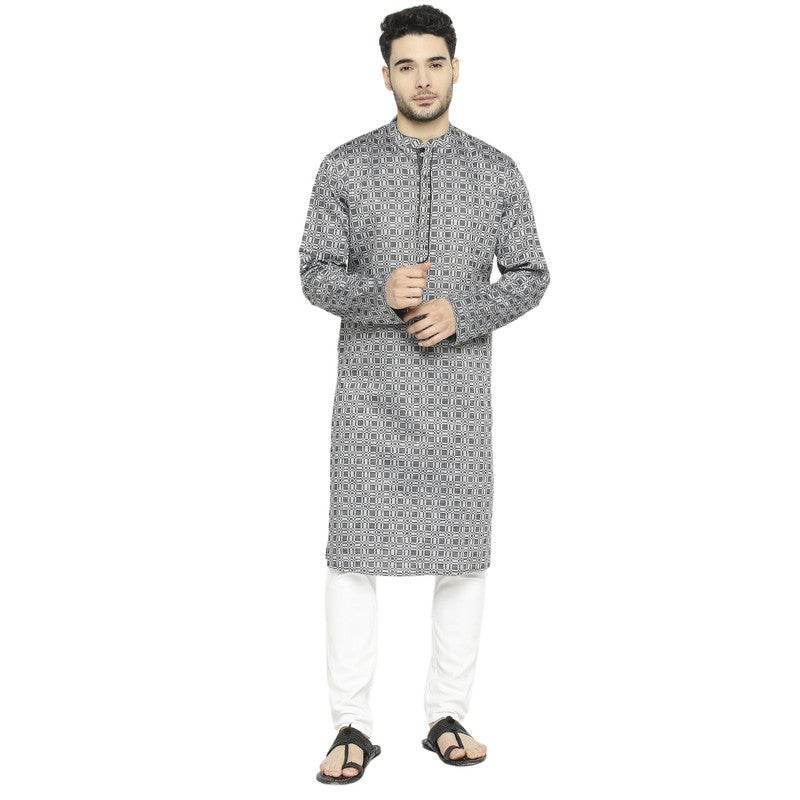 ARCHATTIRE Men’s Black Cotton Long Kurta for Men - Image 1