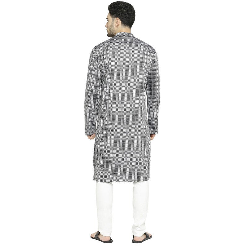 ARCHATTIRE Men’s Black Cotton Long Kurta for Men - Image 4