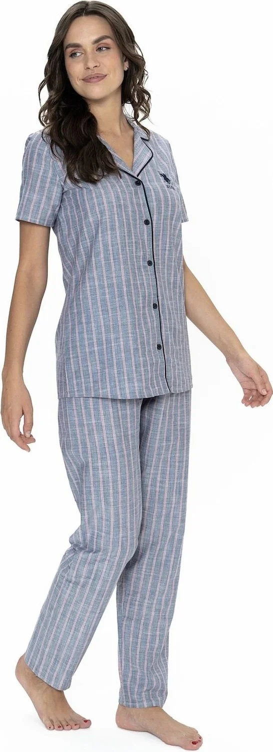 U.S. Polo Assn. 20090 Women's Short Sleeve Shirt Pajama Set-Navy Blue