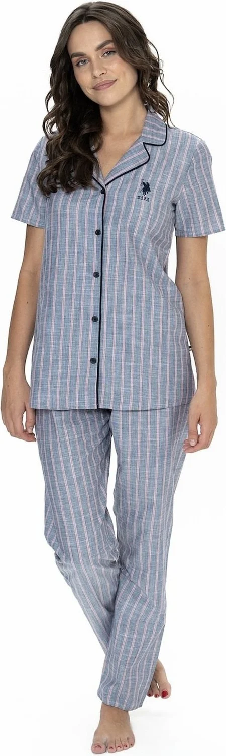 U.S. Polo Assn. 20090 Women's Short Sleeve Shirt Pajama Set-Navy Blue