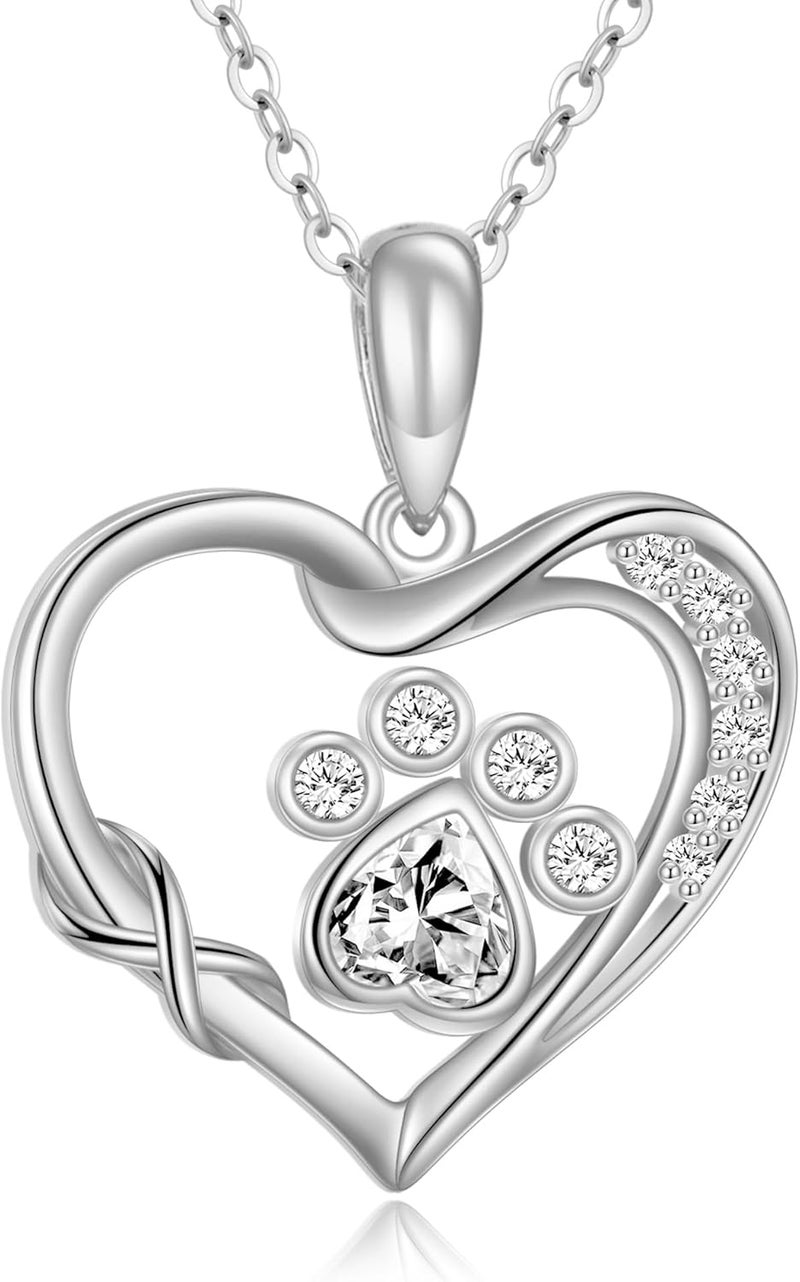 ONEFINITY Store Paw Print Necklace 925 Sterling Silver Cat Dog Paw Pendant Jewelry for Women Pet Lover Gifts - Image 1