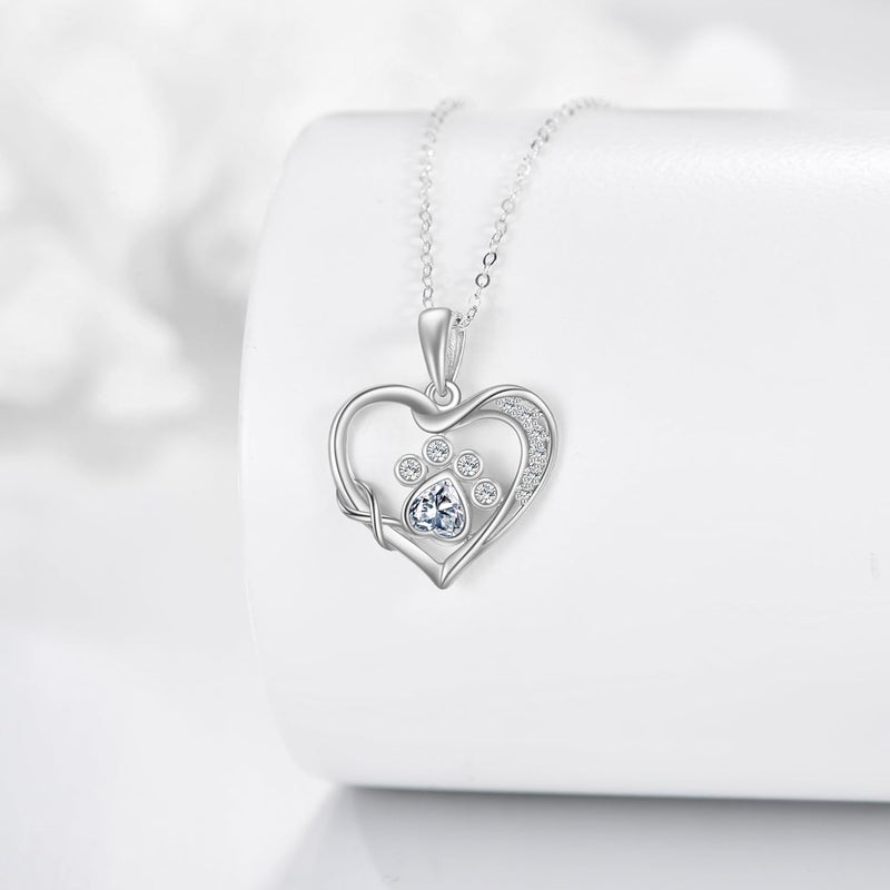 ONEFINITY Store Paw Print Necklace 925 Sterling Silver Cat Dog Paw Pendant Jewelry for Women Pet Lover Gifts - Image 3