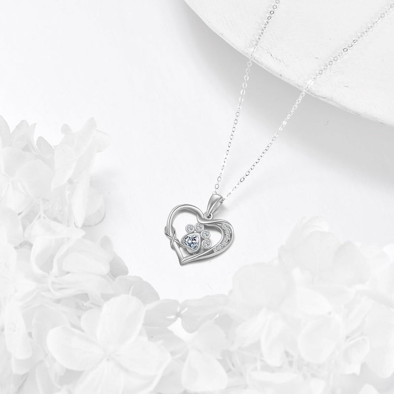 ONEFINITY Store Paw Print Necklace 925 Sterling Silver Cat Dog Paw Pendant Jewelry for Women Pet Lover Gifts - Image 2