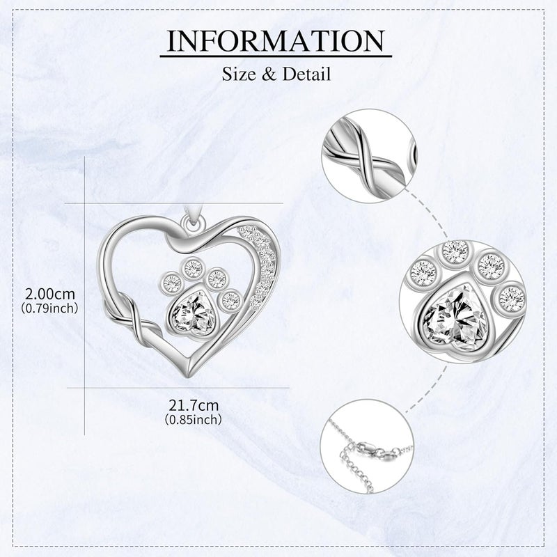ONEFINITY Store Paw Print Necklace 925 Sterling Silver Cat Dog Paw Pendant Jewelry for Women Pet Lover Gifts - Image 4