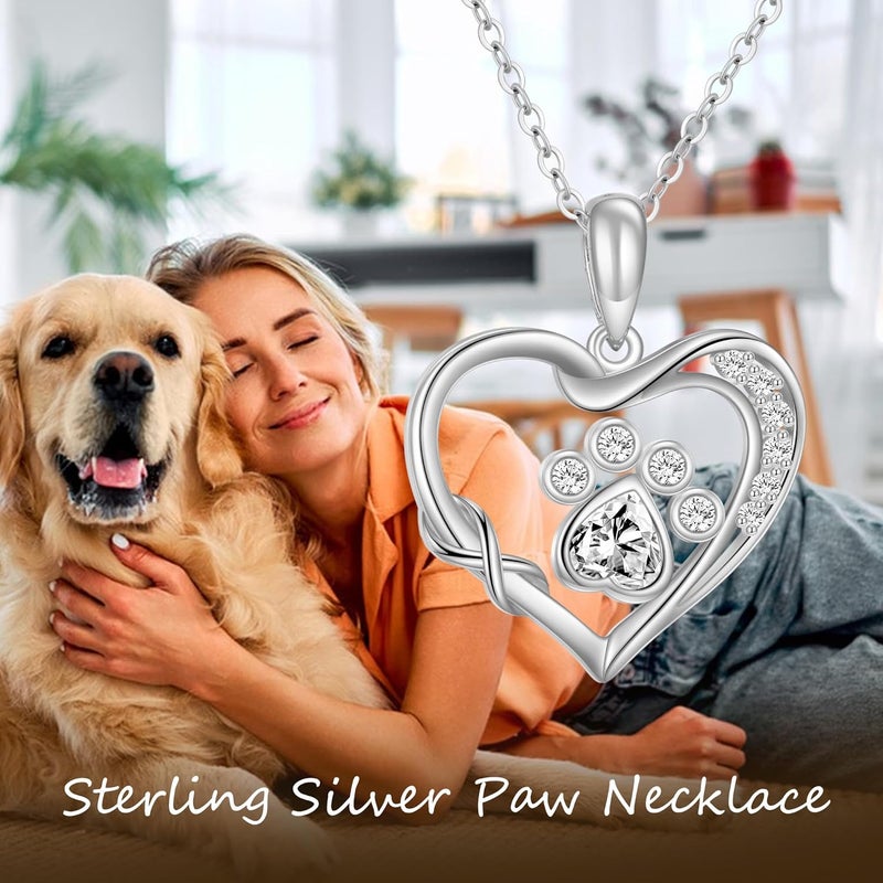 ONEFINITY Store Paw Print Necklace 925 Sterling Silver Cat Dog Paw Pendant Jewelry for Women Pet Lover Gifts - Image 5