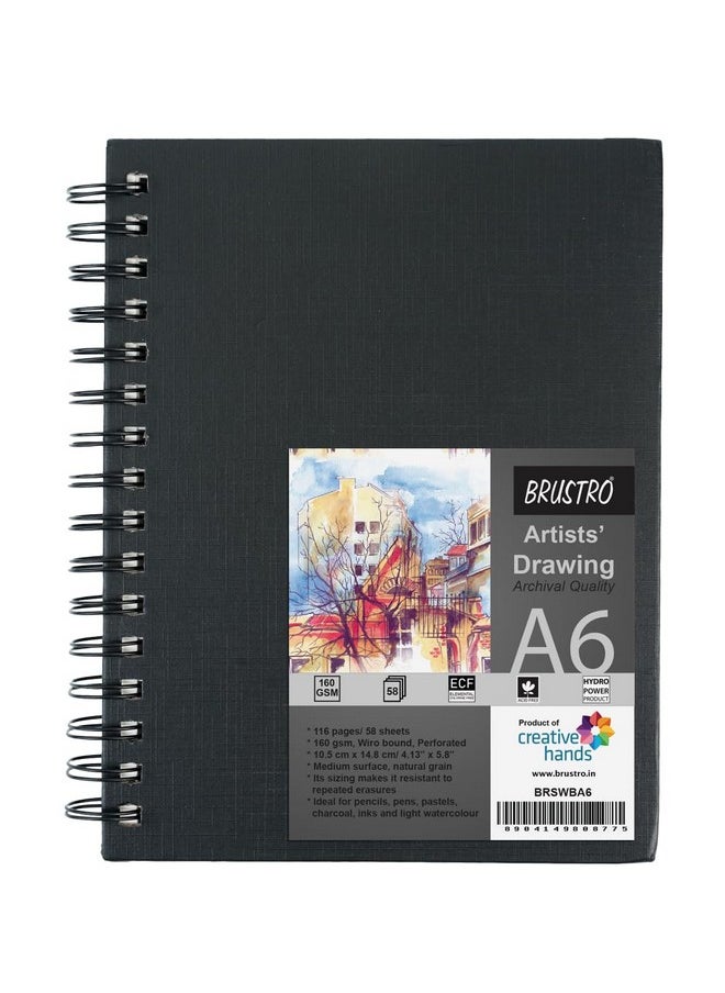 بروسترو دفتر رسم بروسترو أرتيستس، مجلد سلكي، مقاس A6 (صغير 105 × 148 مم)، 116 صفحة، 160 جرام لكل متر مربع  - Image 1