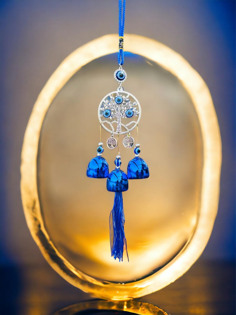 WARMINGO DE Evil Eye Wind Chime 3 Bells for Home & Office - Brings Positive Vibes & Removes Negative Energy | Evil Eye Wind Chime | Evil Eye Tree 3 Bells - Image 2