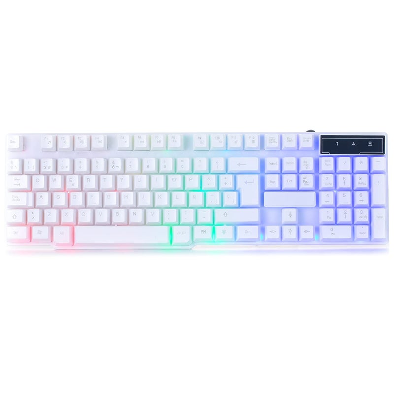 Orzly White Gaming Keyboard RGB USB Wired Rainbow Keyboard Designed for PC Gamers, PS4, PS5, Laptop, Xbox, Nintendo Switch, RX-250 Hornet Edition - Image 1