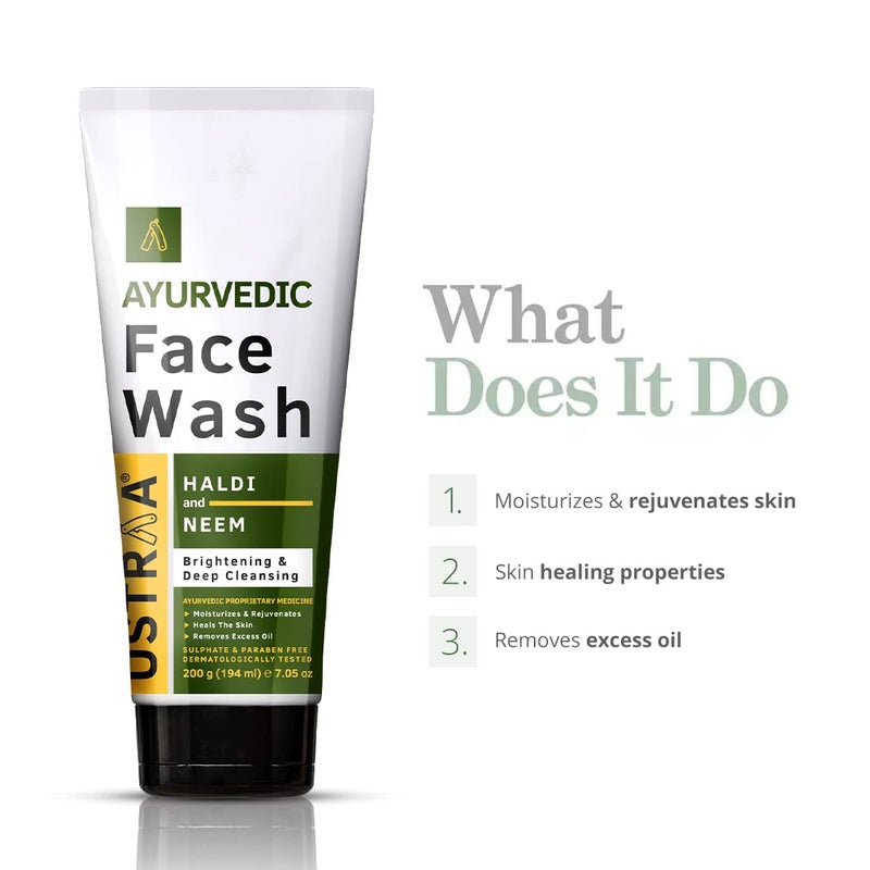 Ustraa Ayurvedic Face Wash Neem Haldi 200g Helps Heal Skin Skin Brightening Deep Cleansing Powers Removes Excess Oil No SLS No Paraben - Image 4