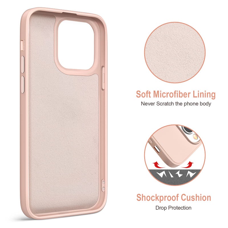 Hython for iPhone 13 Pro Max Case with Ring Stand [360Â° Rotatable Ring Holder Magnetic Kickstand] [Soft Microfiber Lining] Shockproof Rubber Protective Phone Case Cover for Women, Pink Sand - Image 3