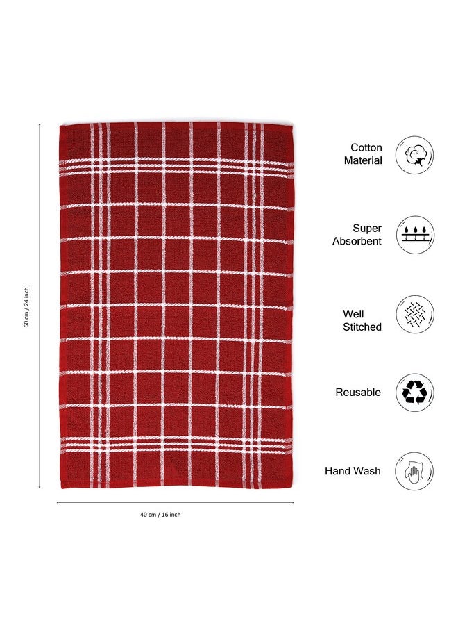 Encasa XO Encasa XO Kitchen Towels and Dish Cloths Sets | Red Terry Highly Absorbent Cotton Terry Towels | 60x40 cm | Multipurpose for Washing Dishes and Cleaning Pack of 4  - Image 3