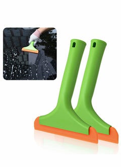 Silicone Small Squeegee,Flexible Rubber Squeegee,Shower Squeegee W/Non-Slip Handle Auto Water Blade Window Tint Squeegee for Car Windshield Mirror Glass Door Bathroom 2PCS (Green)