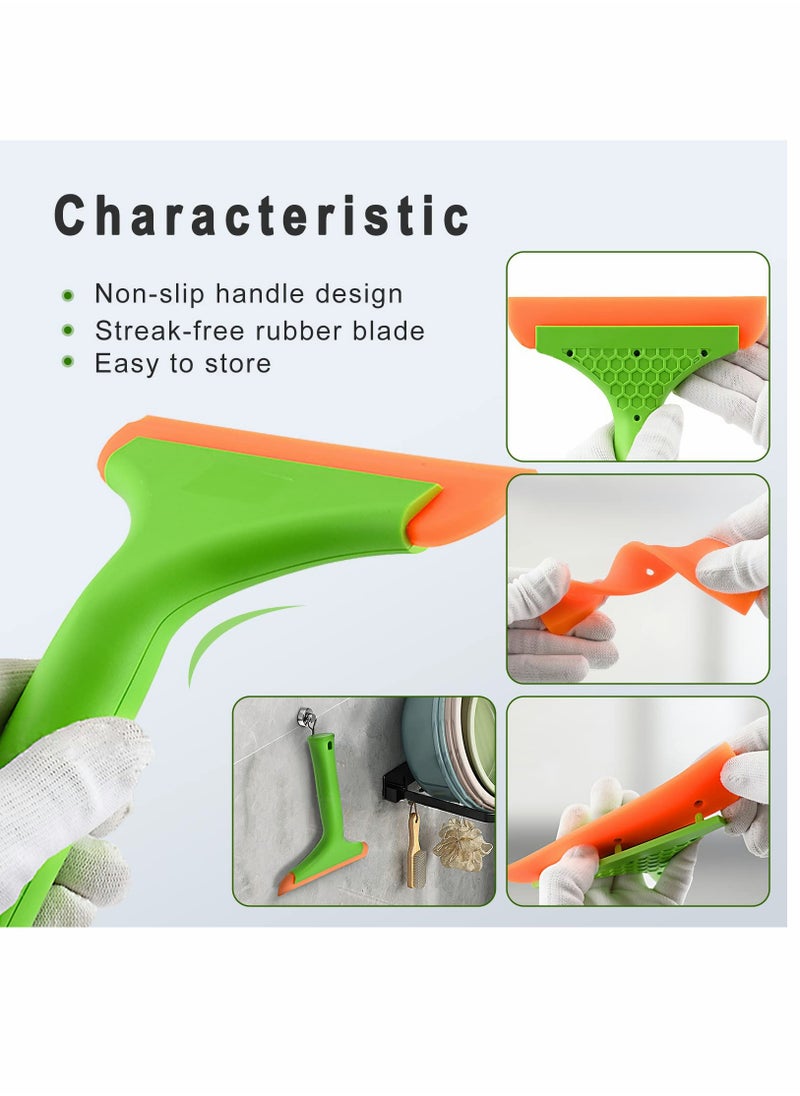 SYOSI - Silicone Small Squeegee,Flexible Rubber Squeegee,Shower Squeegee W/Non-Slip Handle Auto Water Blade Window Tint Squeegee for Car Windshield Mirror Glass Door Bathroom 2PCS (Green) - Image 1