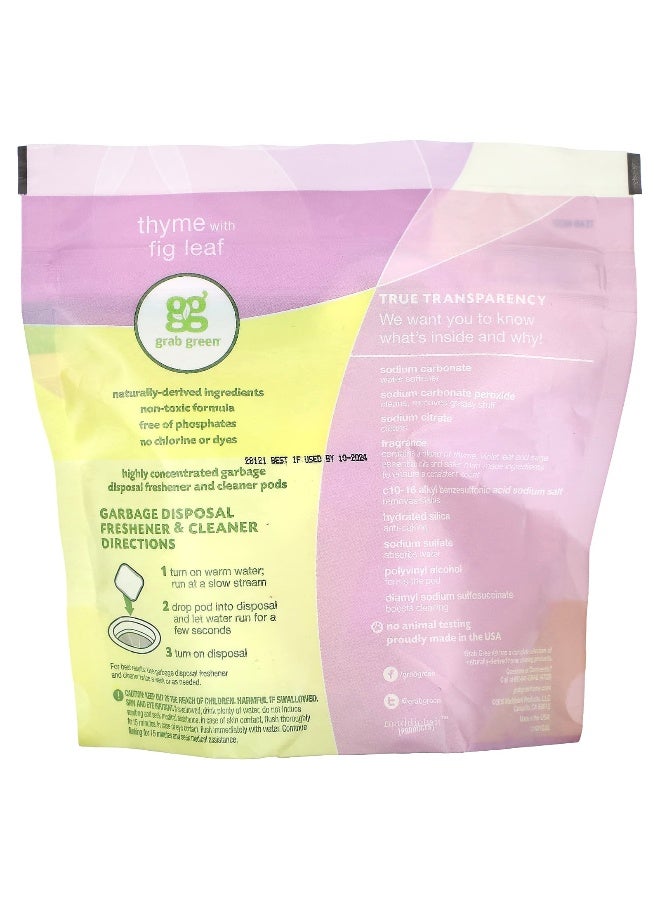 Grab Green Grab Green, Garbage Disposal Freshener & Cleaner Pods, Thyme with Fig Leaf, 12 Pods, 5.9 oz (168 g)  - Image 2