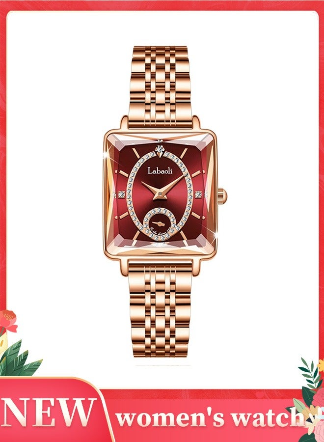 Labaoli Stylish and elegant: Women's stainless steel waterproof quartz watch with a dial and diamond-cut mirror face design. - Image 1