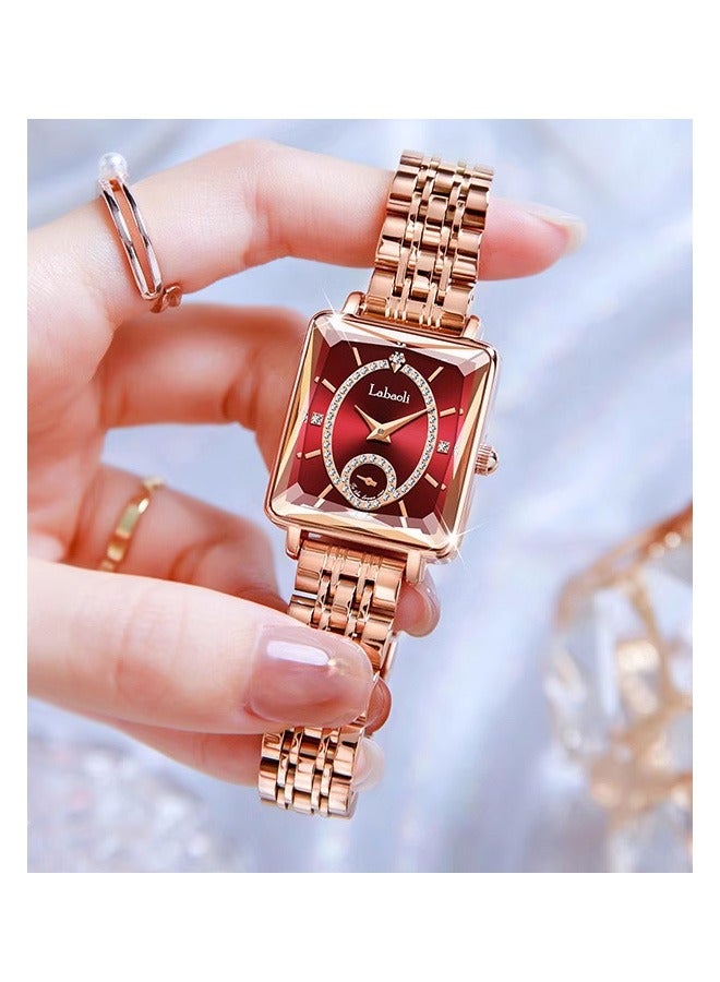 Labaoli Stylish and elegant: Women's stainless steel waterproof quartz watch with a dial and diamond-cut mirror face design. - Image 3